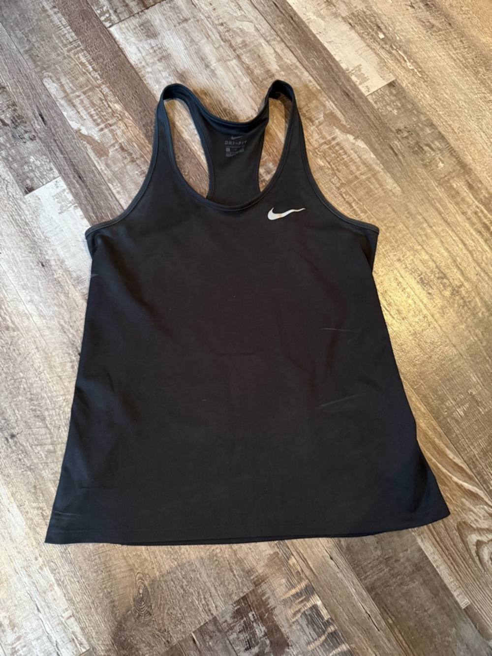 Nike Black Racerback Athletic Tank with White Swoosh